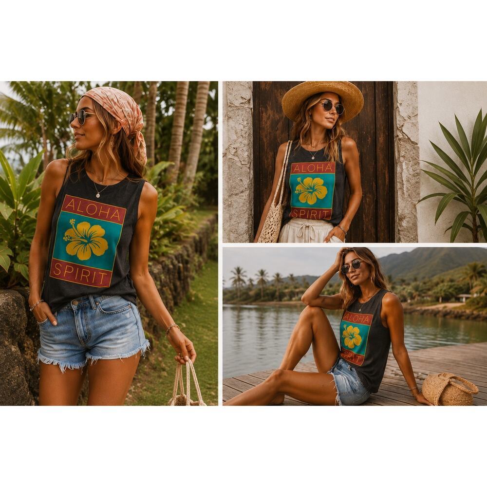 Chaser x Anthropologie Aloha Spirit Tank Linen Blend Tropical Beachy Retro XS